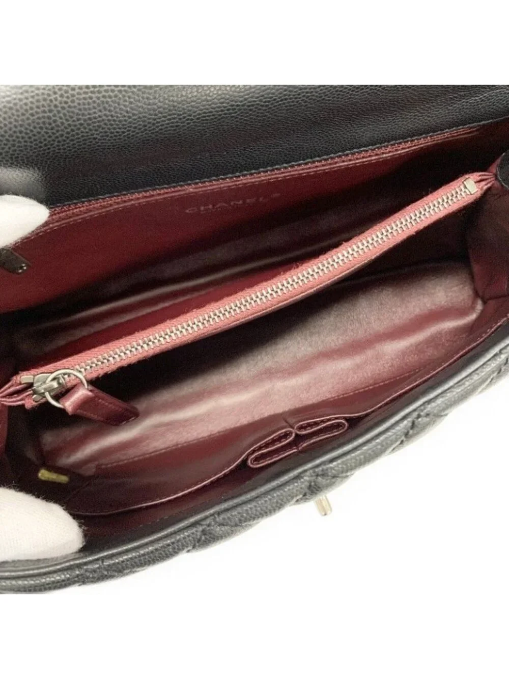 Chanel Coco Handle 29 Shoulder Bag Black Bordeaux Silver Quilted CC Logo